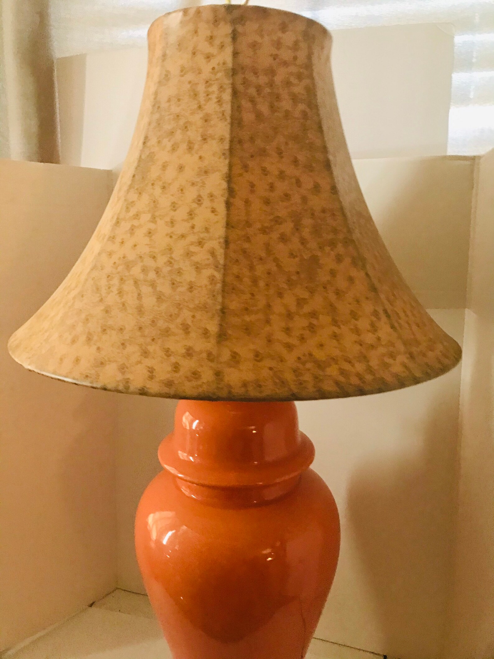 Mid century modern orange Ginger jar ceramic Lamp 24 high Etsy