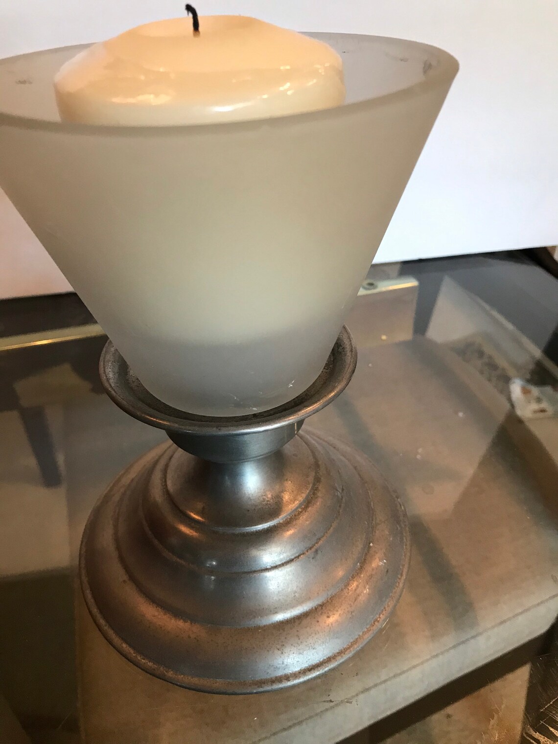 Mid Century Chrome Candle Holder 8 high and 3 inches wide Etsy