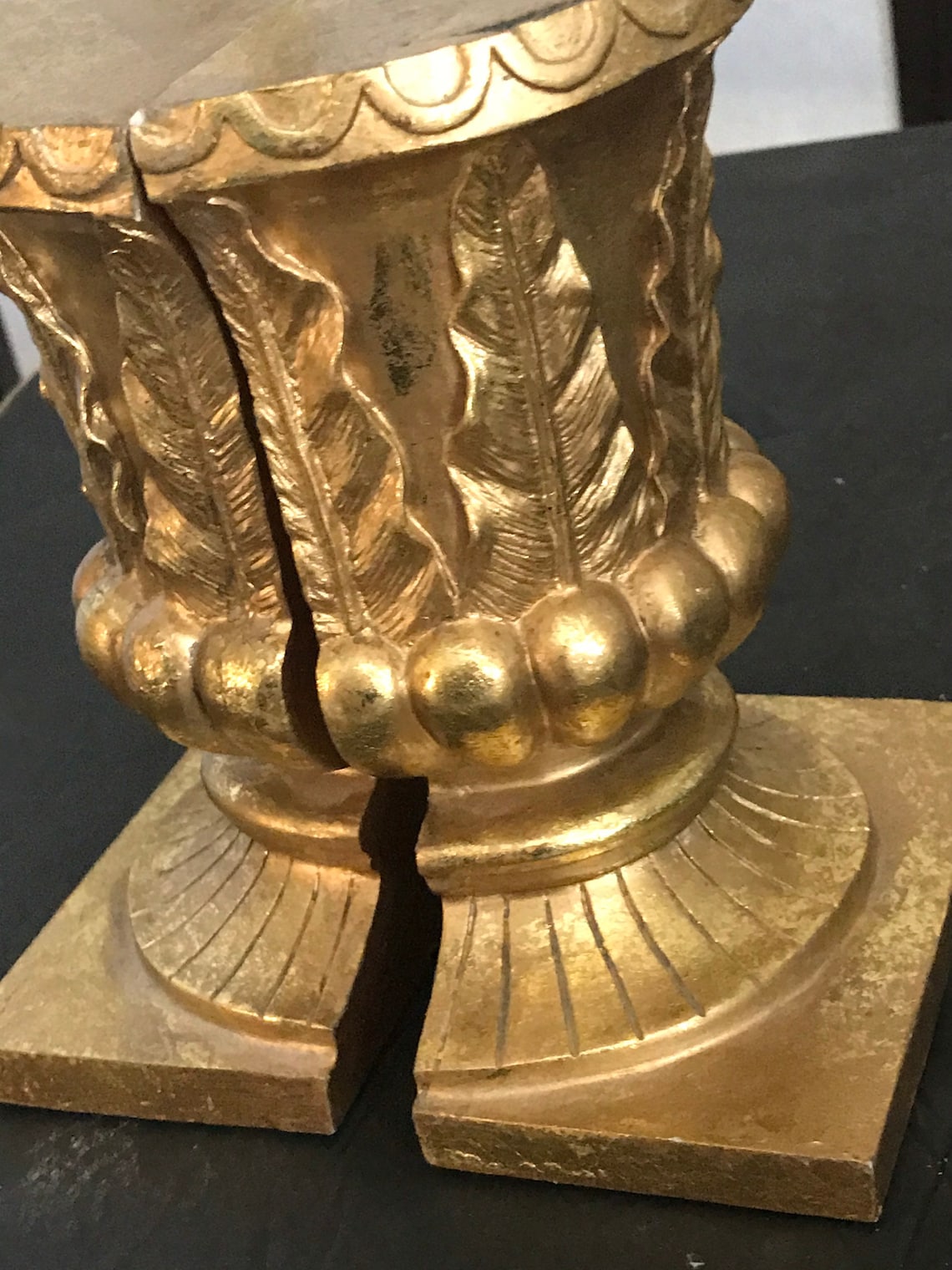 Vintage Gold Leaf Plaster Bookends in Ornate Design Etsy