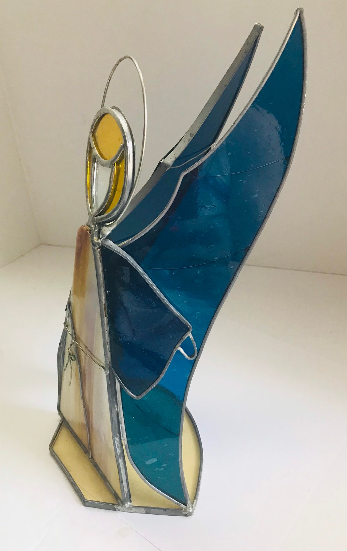 Mid Century Stained glass angel Candle Holder 8 high and 6 Etsy