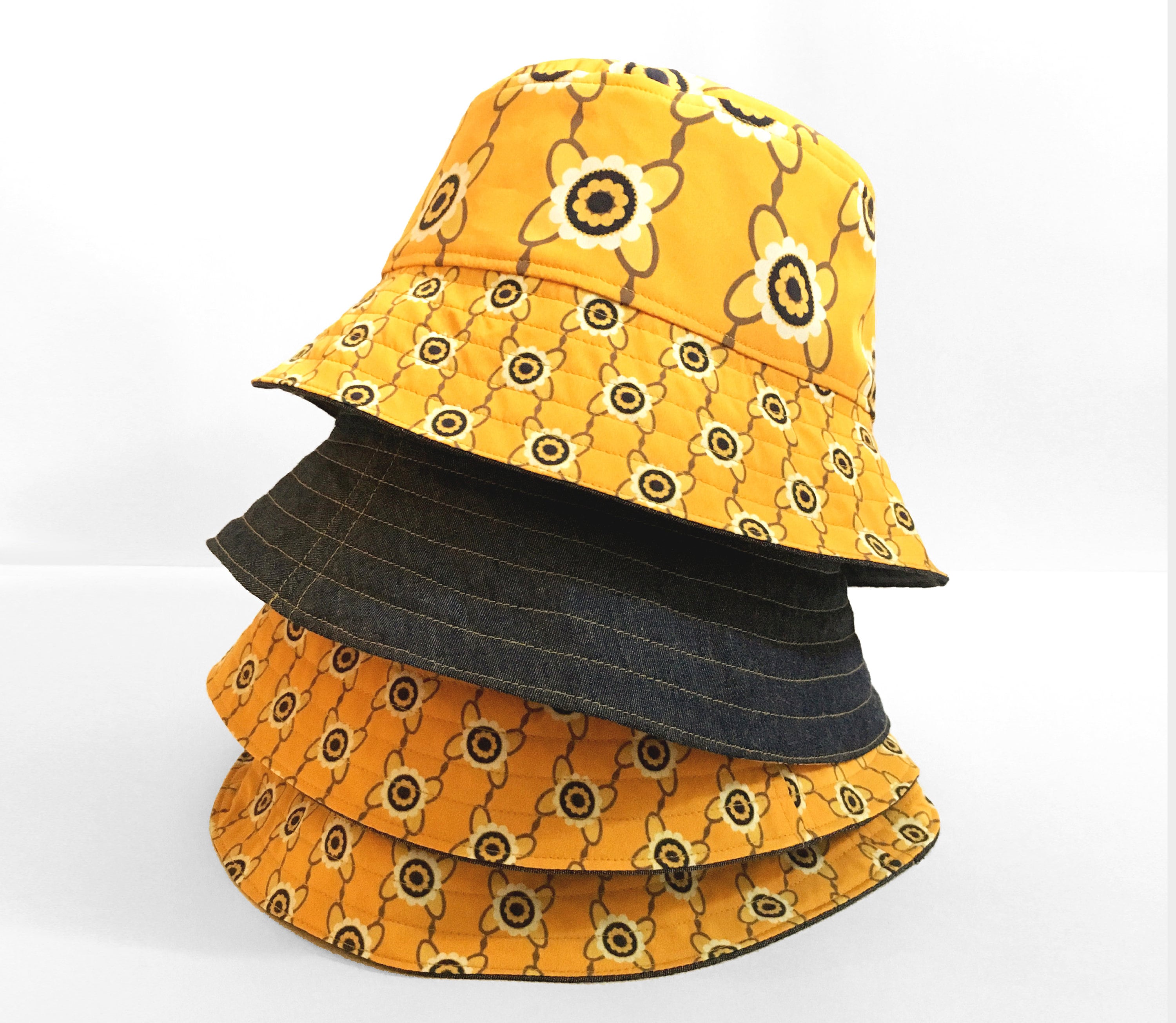 Yellow Bucket Hat Womens Sun Hat Retro 