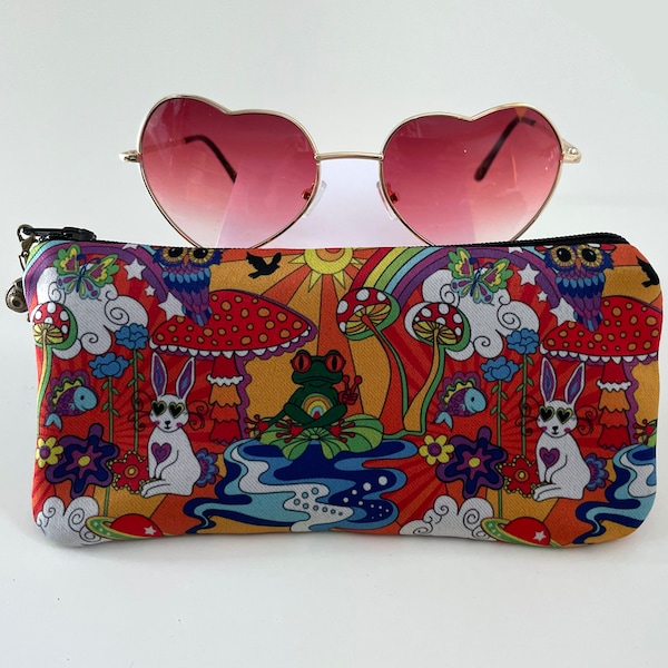 Heart Sunglasses, Fabric Glasses Case, Festival Sunglasses, Psychedelic Glasses, Groovy Gifts, Trippy Sunglasses.