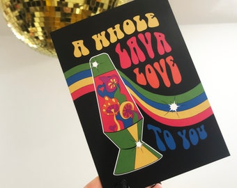 Lava Lamp Card, Retro Graphic, Cool Birthday Card, 70's Greeting Card.