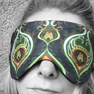 Grön sömnmask, lyxig sömnmask, sammetssovmask, ögonbindel med sidenbaksida, grönt retrotryck, lyxiga presenter för män, avslappningsmask. bild 5