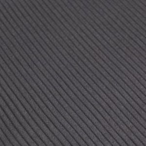 May include: A dark gray fabric featuring a consistent, fine-ribbed texture running diagonally across the surface. The material displays a uniform matte finish with parallel raised lines that create a subtle, repeating linear pattern throughout.