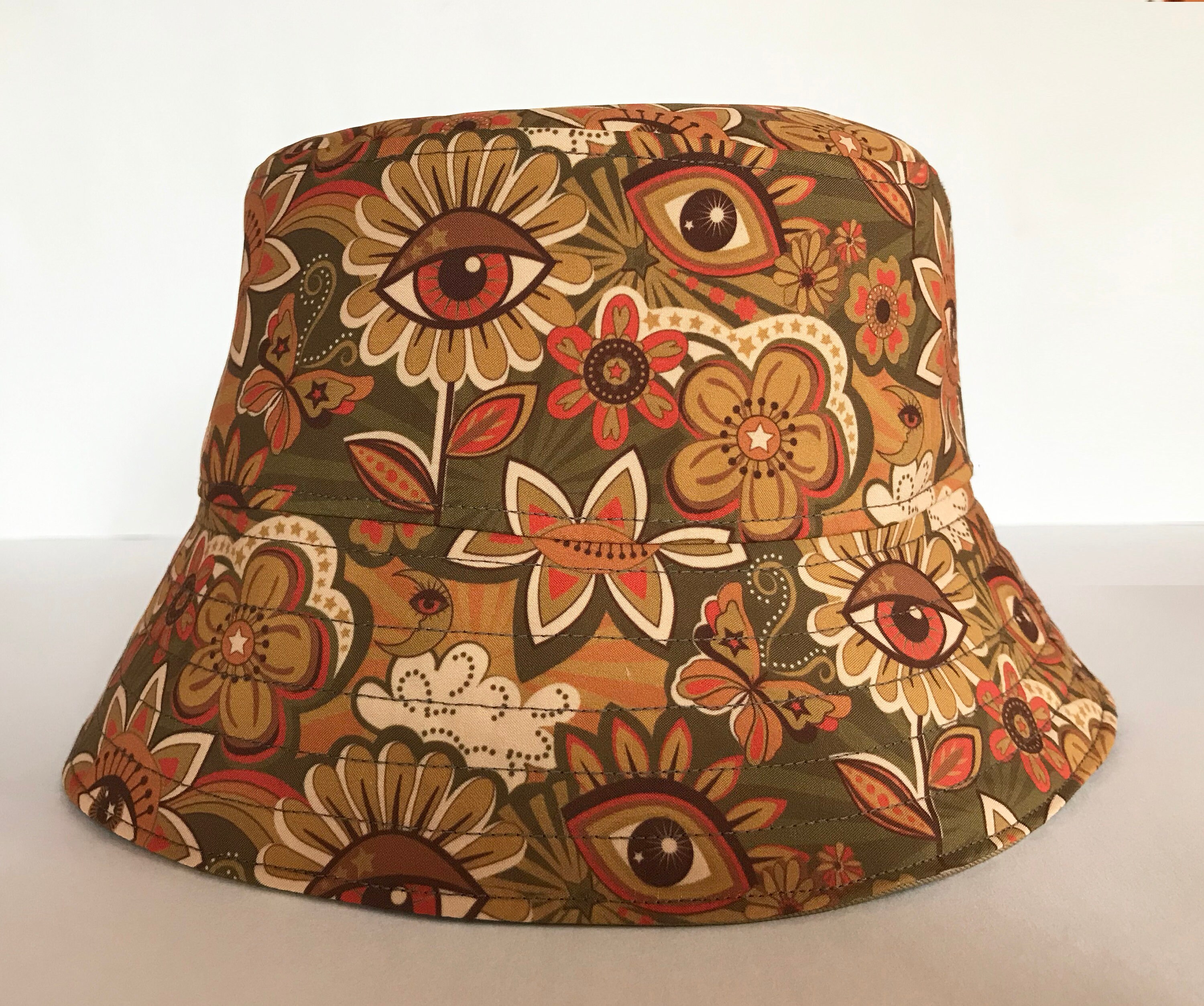 Retro Flowers Hat, Printed Bucket Hat, Groovy Hats. - Etsy