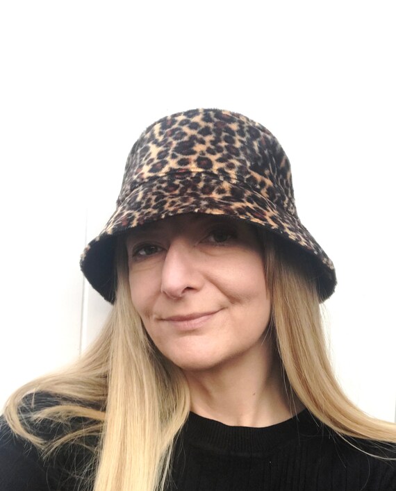 Leopard Bucket Hat Faux Fur Hat Furry 