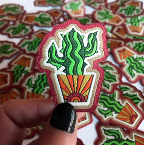 Cactus Badge, Iron on Patch, Embroidery Badges, Botanical Gifts, Plant Lover Gift.