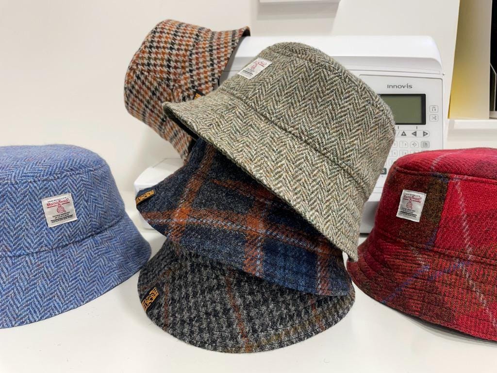Handmade Harris Tweed Bucket Hat, Custom Fit Wool Hat. - Etsy Canada