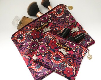 Funky Makeup Bag, Retro Fabric Cosmetics Purse, Coin Purses.