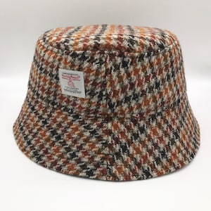 Vintage Tweed Hat, Harris Tweed Bucket Hat, Houndstooth Hat.