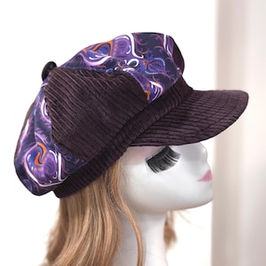 Handmade Purple Newsboy Cap: Retro Velvet Baker Boy Hat