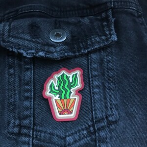 Kaktusmärke, Strykmärke, Broderimärken, Botaniska presenter, Gåva för växtälskare. bild 3