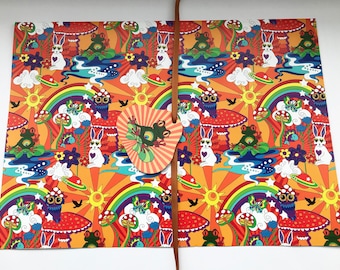Psychedelic Gift Wrapping Paper, Gift Wrap, Paper with Gift Tags, Rainbow Paper, Birthday Gift Wrap, Groovy Artwork, Gift Wrap Set.