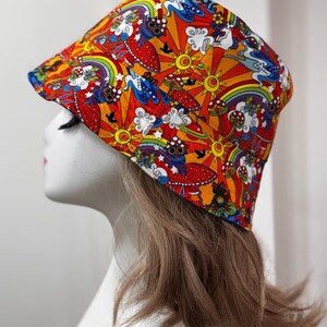 Psychedelic Bucket Hat, 70's Hat, Trippy Art, Rainbow Bucket Hat, Fisherman Hat, Groovy, Sun Hat, Fun Hat, Quirky, Psyche, Funky image 16