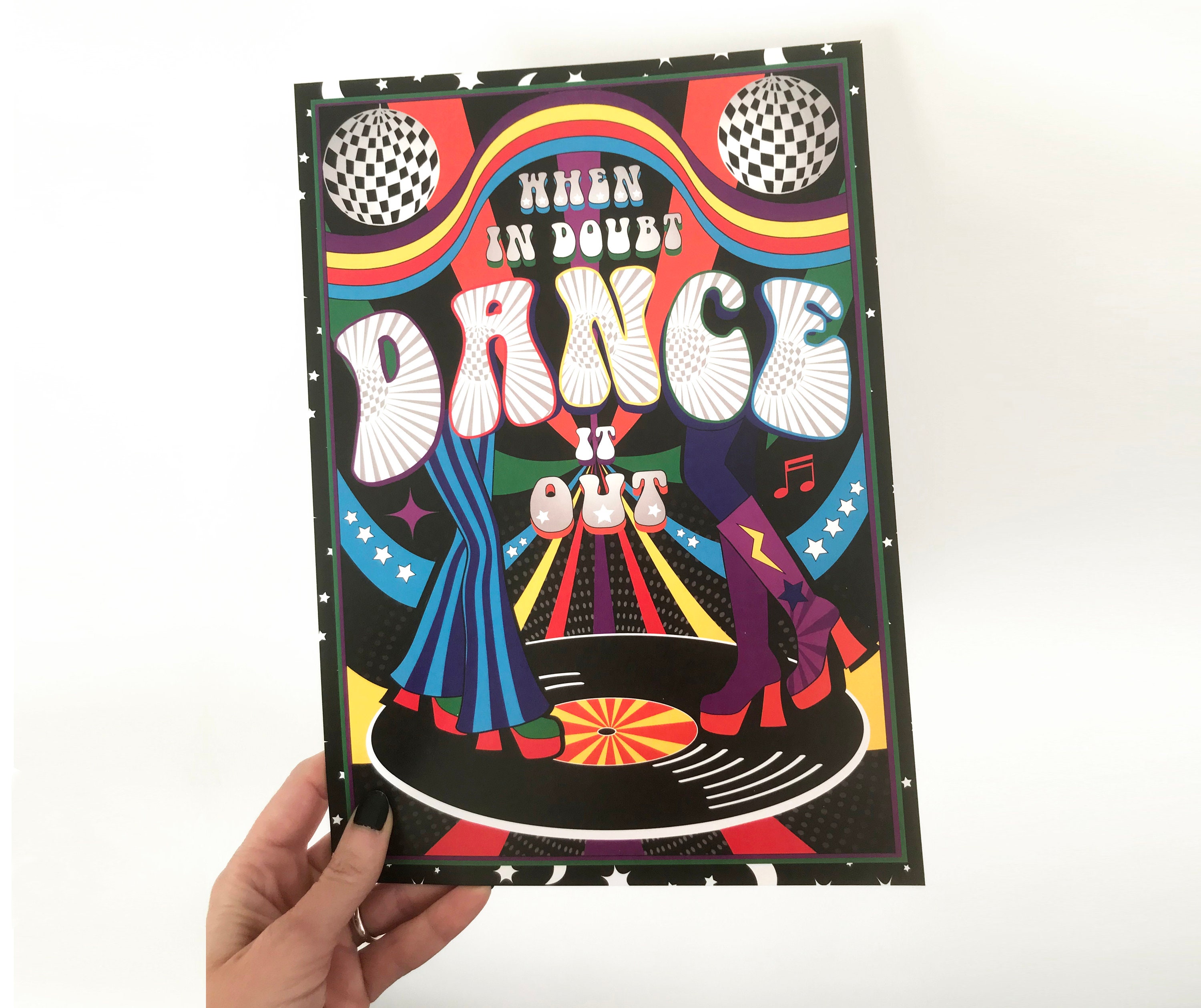 Disco Print, 70s Style Art, Music Poster, Retro Slogan Print