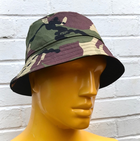 Camouflage Fisherman Hat, Camo Bucket Hat, Army Print Hat, Fishing