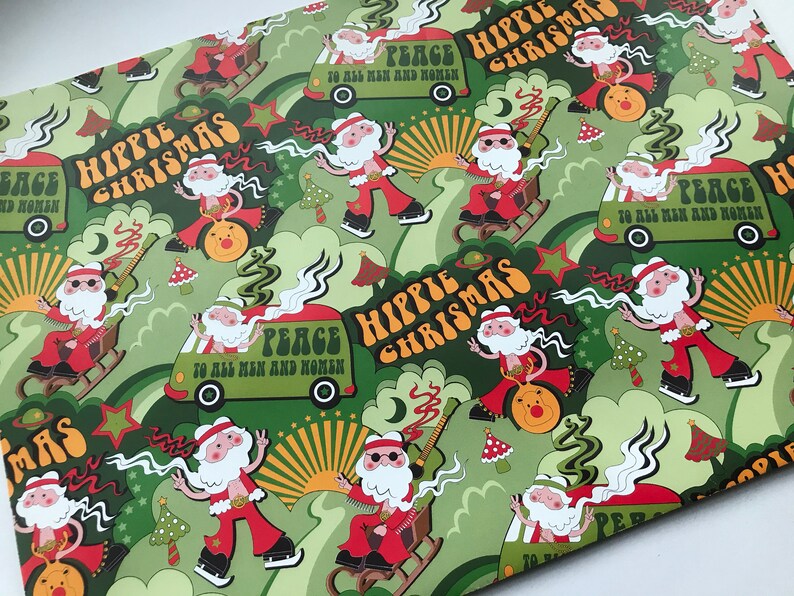 Retro Christmas Gift Wrap Santa Wrapping Paper Funny Etsy
