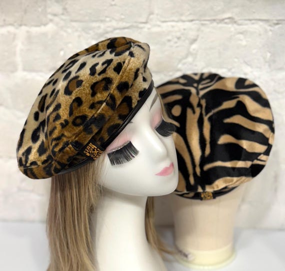 Handmade Faux Fur Animal Print Beret: Leopard or Tiger - Etsy