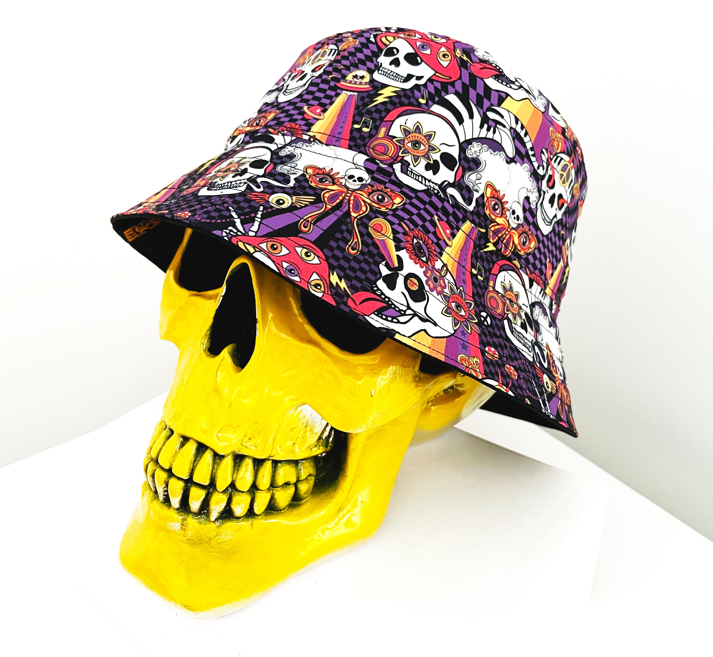 Skull Bucket Hat Gothic Prints Hippie 