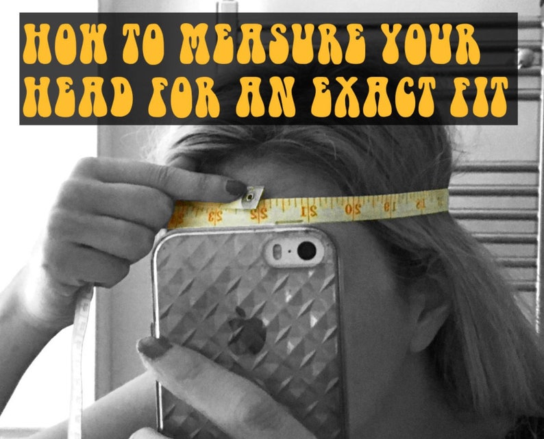 May include: A person measures their head with a yellow tape measure. The text "HOW TO MEASURE YOUR HEAD FOR AN EXACT FIT" is displayed above the person's head.