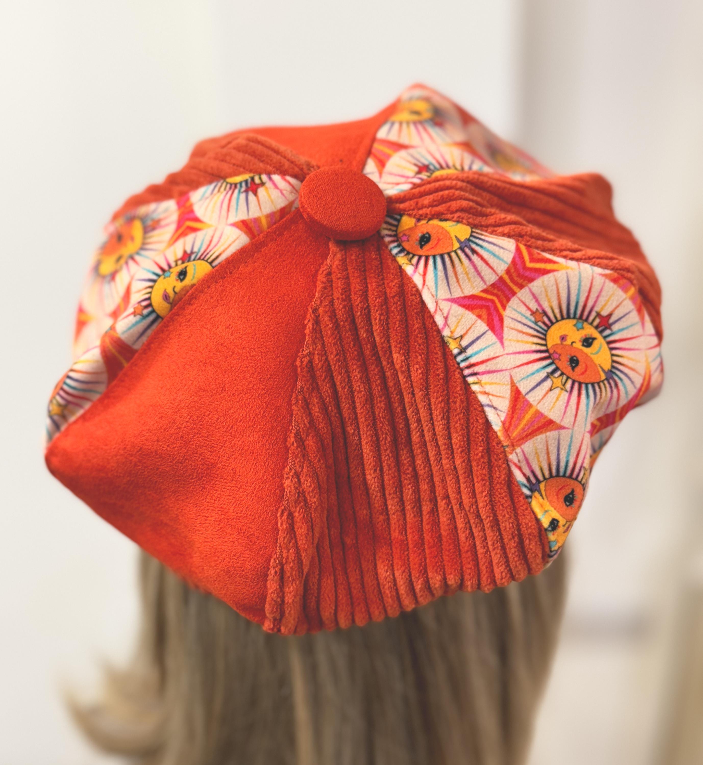 Orange Baker Boy Wool Hat Velvet Baker Boy Hat Orange Velvet Newsboy Cap by CRAGGI main image 2