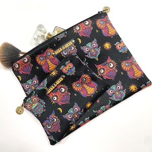Bolsa de maquillaje de búho, monedero con estampado de búho, neceser, monedero con estampado de pájaro.