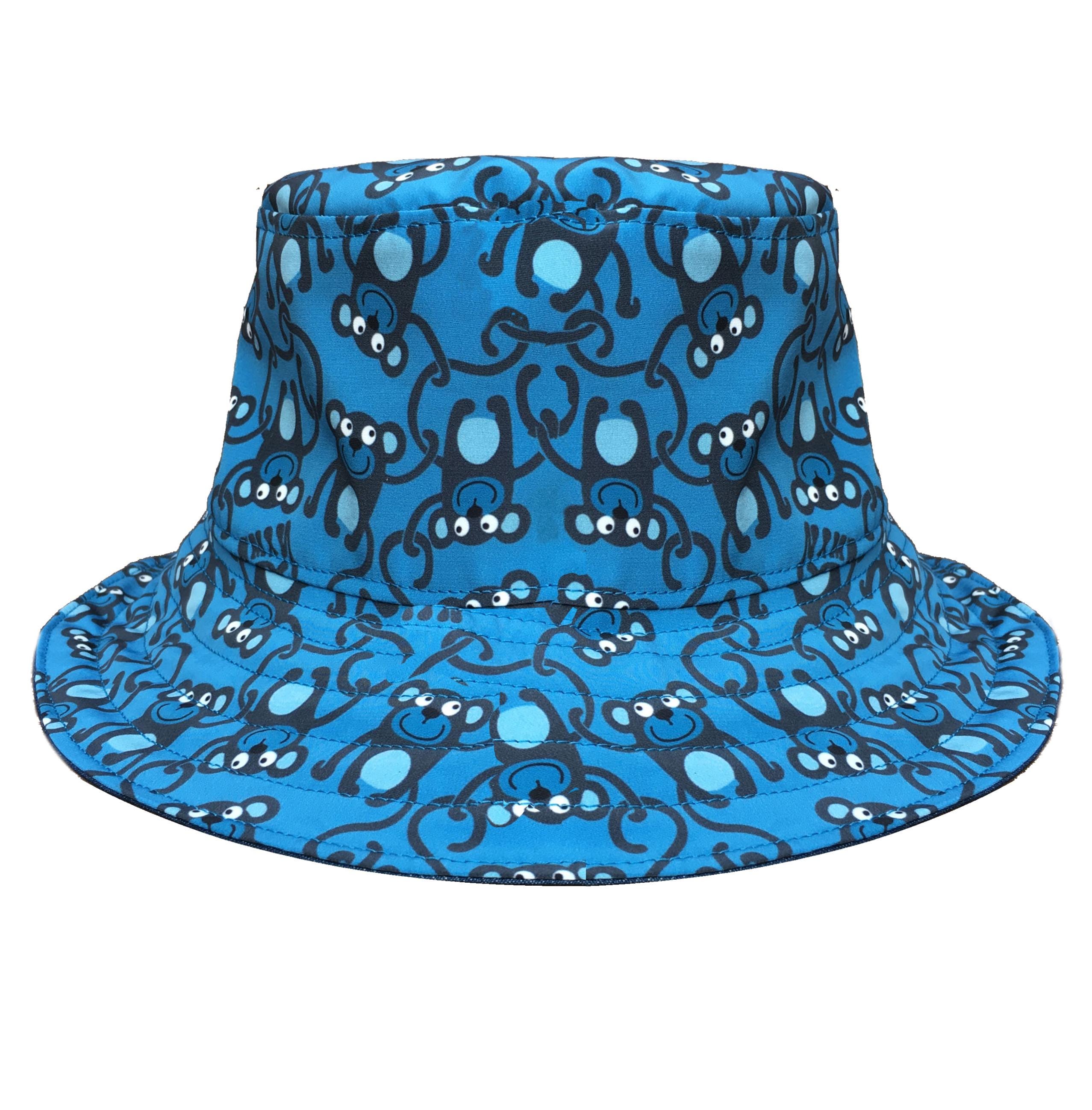 Monkey Bucket Hat, Blue Sun Hat, Kids Fisherman Hat, Funny Hat