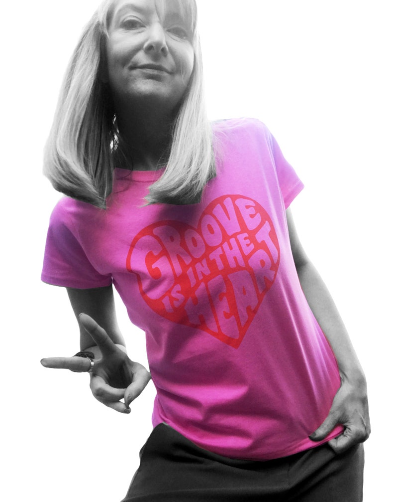 Pink Ladies T-shirt, Groove is in the Heart T-shirt, Valentines gift, Groovy Tee, Retro Clothing Women, Music T-shirt. image 2