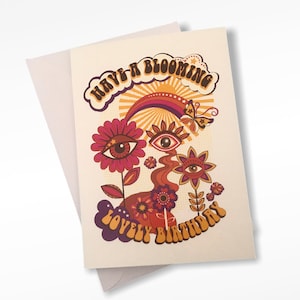 Cartão de aniversário de amigos, cartão de aniversário para ela, estampa floral retrô, lindo cartão de aniversário, presente estilo vintage, cartões no Reino Unido.