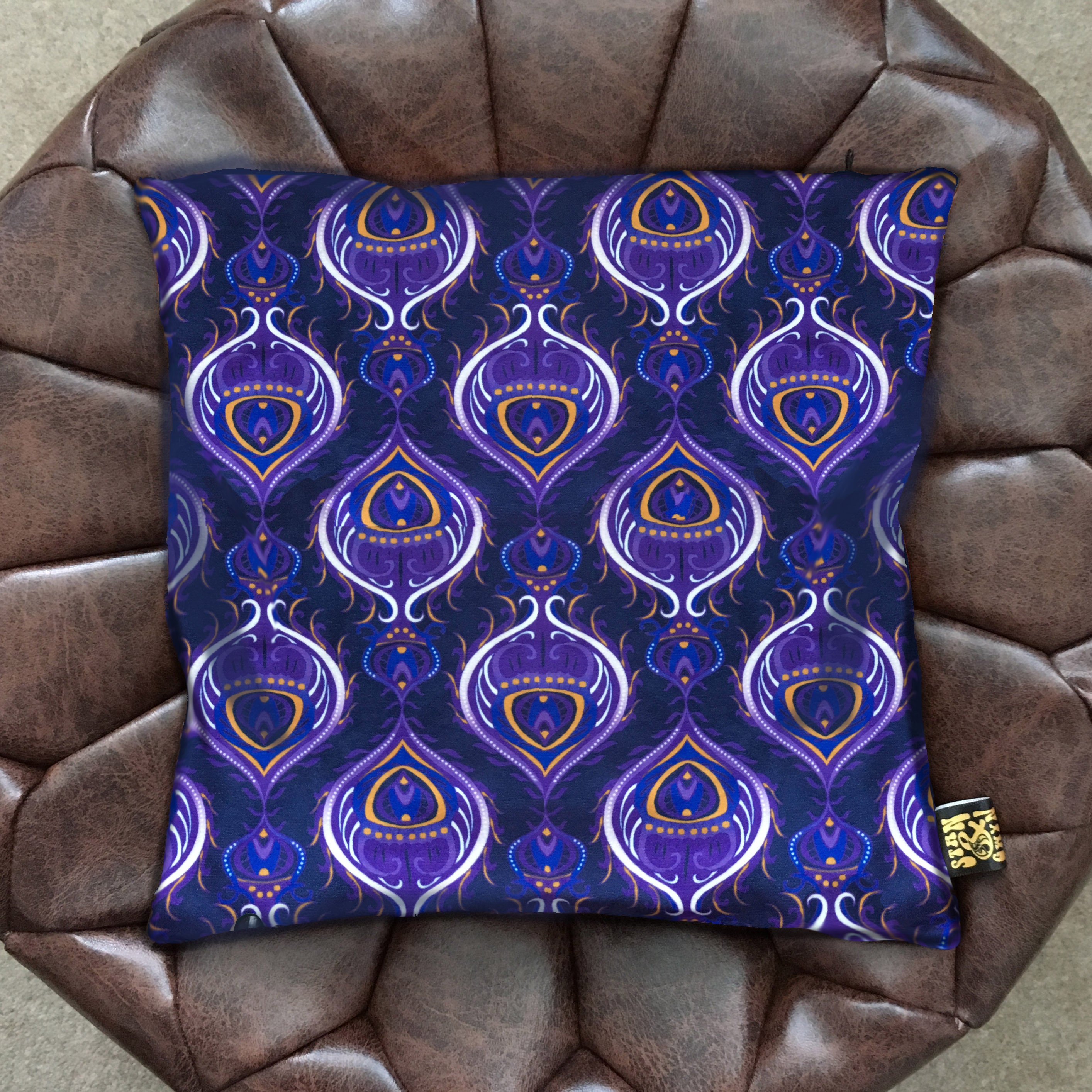 Purple Retro Cushion Cover Bold Print Cushion. Etsy