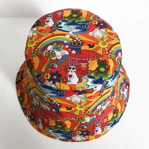 Psychedelic Bucket Hat, 70's Hat, Trippy Art, Rainbow Bucket Hat, Fisherman Hat, Groovy, Sun Hat, Fun Hat, Quirky, Psyche, Funky image 7