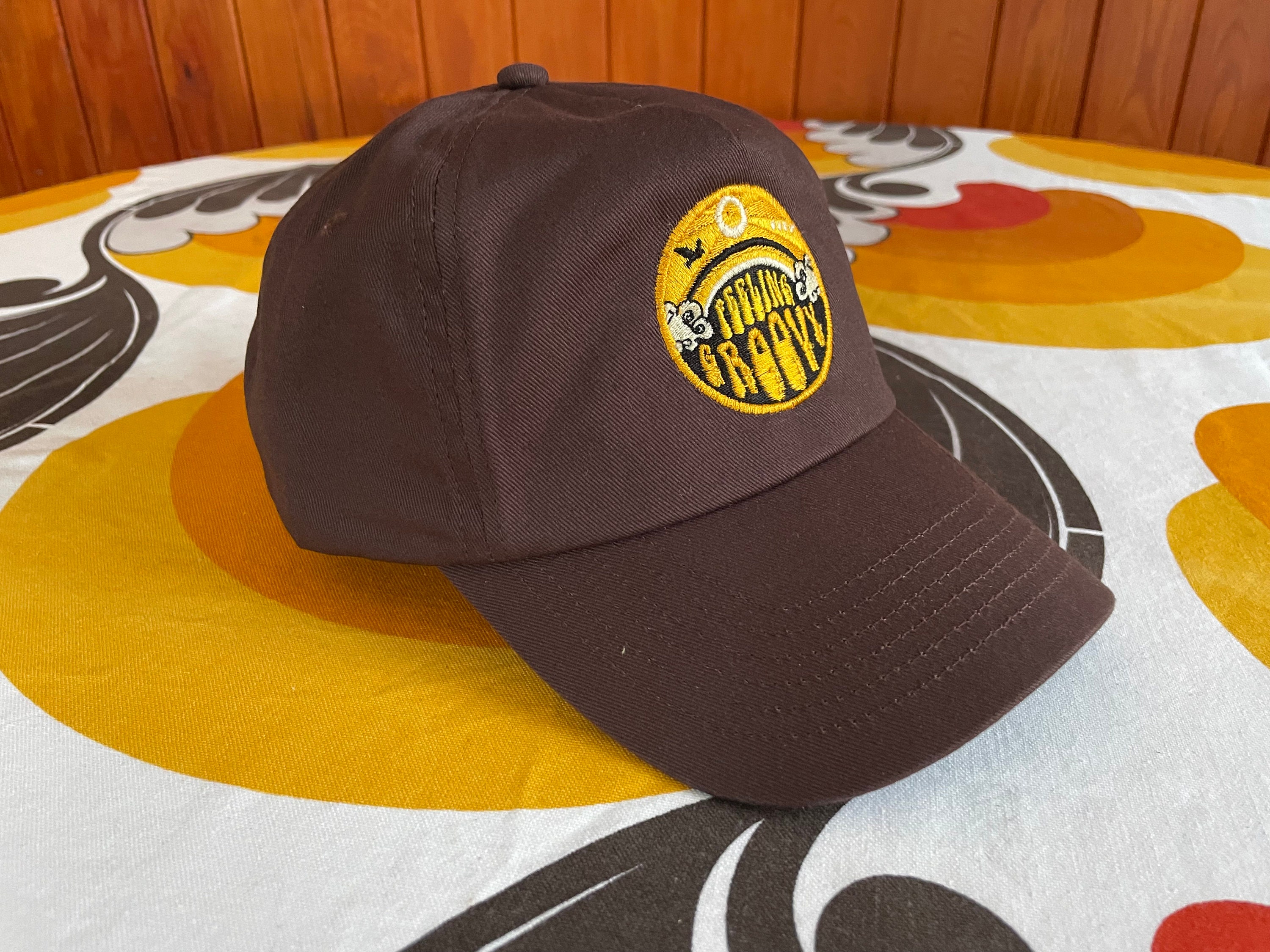 Brown Baseball Cap, Groovy Hat, Embroidered Cap, Men's