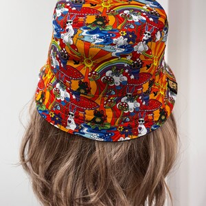 Psychedelic Bucket Hat, 70's Hat, Trippy Art, Rainbow Bucket Hat, Fisherman Hat, Groovy, Sun Hat, Fun Hat, Quirky, Psyche, Funky image 15