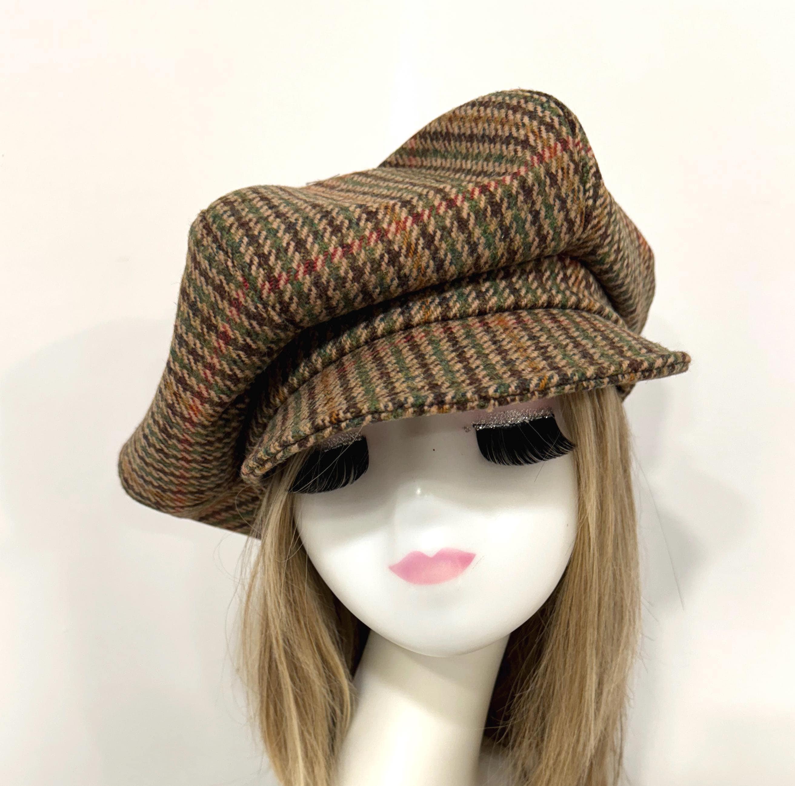 Handmade Houndstooth Wool Tweed Baker Boy Hat: Slouchy  display picture 3