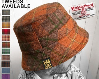 Chapeau en tweed fait main, chapeau avec bande, chapeau en laine, chapeau de pêche pour homme, chapeau en tweed écossais.