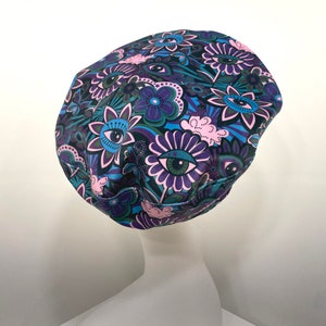 Blue Velvet Beret, Sixties Ladies fashion, Flower Hat.
