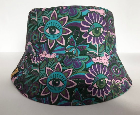 Third Eye Bucket Hat, Blue Fishing Hat, Bucket Hat for Men, Hippy Woman  Gift, Flower Eye Print, Flower Power. 