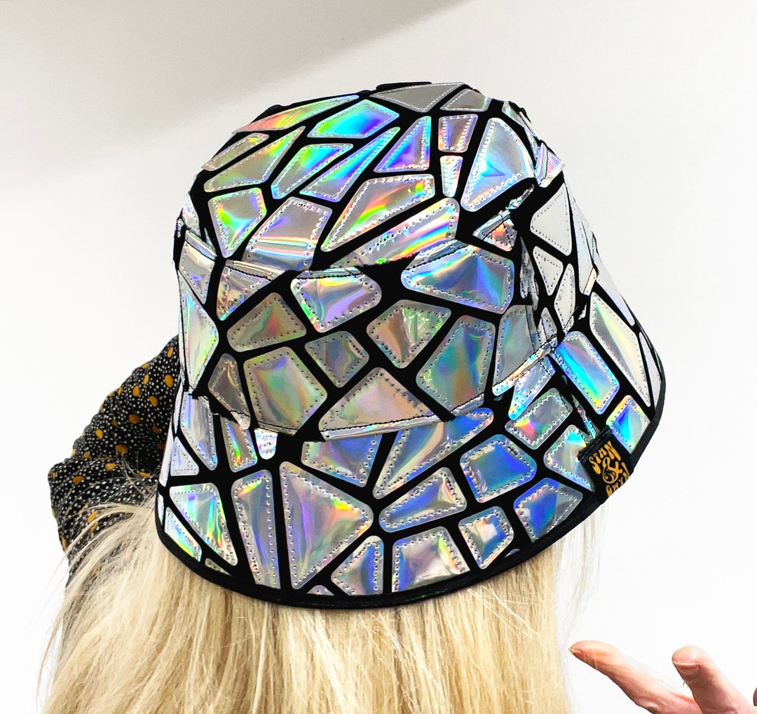 IVE レイ着用★Scarf Bucket Hat Rave Bucket Hat, Shiny, Reflective, Metallic, Holographic