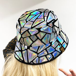 Rave Bucket Hat, Shiny, Reflective, Metallic, Holographic, Sequin Hat, Festival Hat, Christmas Hat, Party Hat, New Years Eve, Silver..