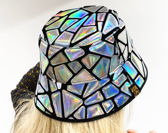 Rave Bucket Hat, Shiny, Reflective, Metallic, Holographic, Festival Hat.