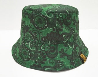 Paisley Bucket Hat, Green Bucket Hat, Denim Bucket Hat, Reversible Hat, Fisherman Hats, 90's Bucket Hat.