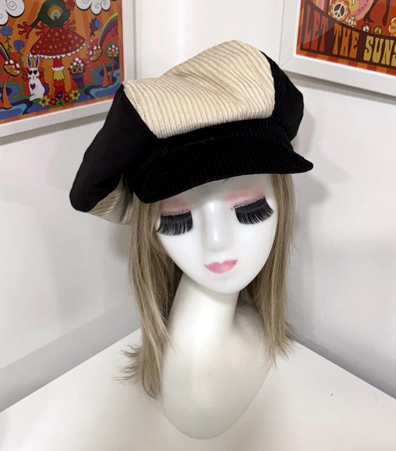 Baker Boy Hut Newsboy Cap Aus Cord – Schwarz, Elastisch, Einheitsgröße – Perfekt Für Stadt & Freizeit