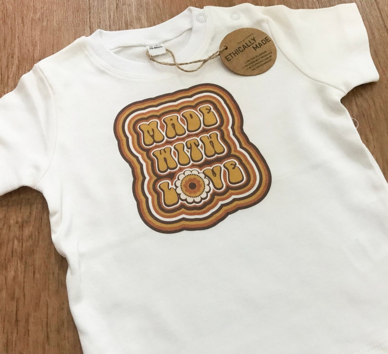 Retro Baby T-shirt Babies Slogan Tee. Organic Cotton