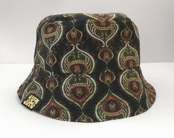 Green Bucket Hat, Khaki Hat, Fisherman hats, Retro Print Hat.