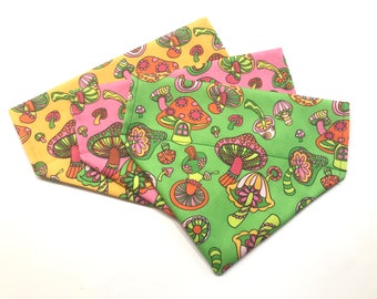 Mushroom Dog Neckwear, Hippie Dog Fashion, Toadstool Bandana.