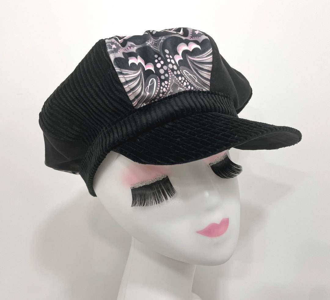 Baker Boy Hut Newsboy Cap Aus Cord – Schwarz, Elastisch, Einheitsgröße – Perfekt Für Stadt & Freizeit