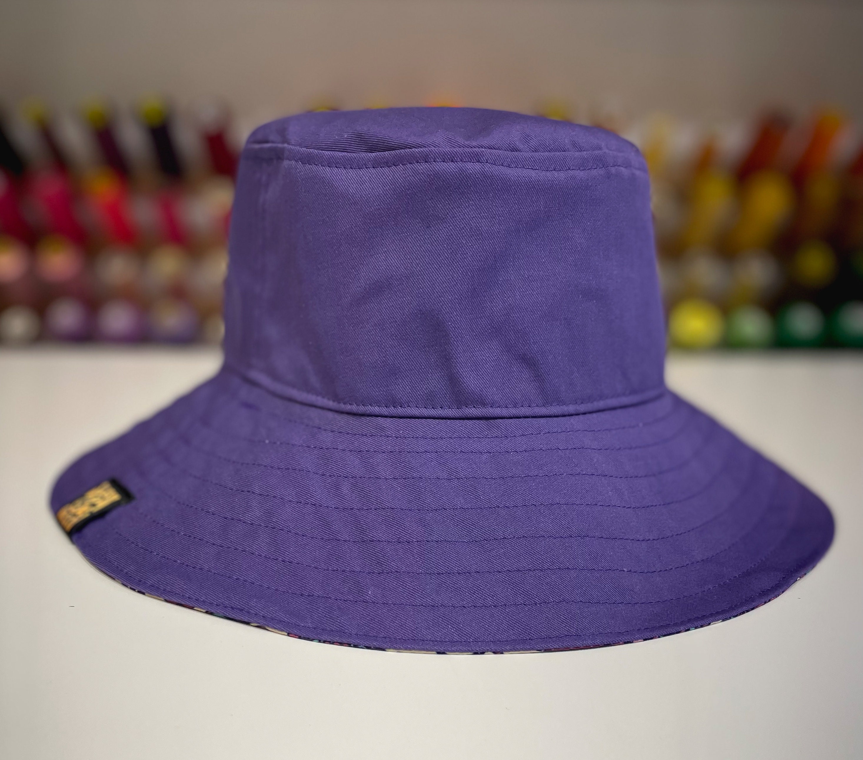 Purple Wide-Brim Hat with Paisley Band FEATHER WIDE BRIM MARDI GRAS HAT Purple – ShoeNami main image 4