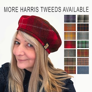 Harris Tweed Beret, Wool Tam Hat, Handmade Hats