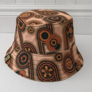 Reversible Bucket Hat, Vintage Flower Hat, 70's Print Hat.